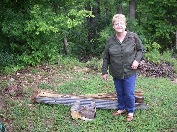 32 Connie Prather with remnants of Buechter Bridge