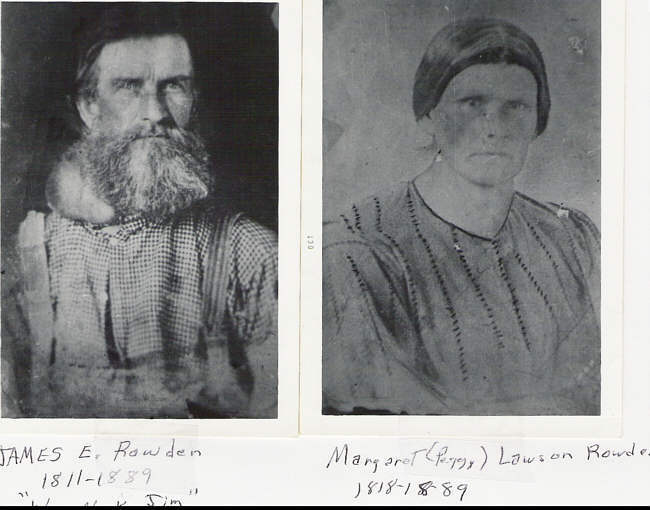  James E. Rowden 1811-1889 & Margaret (Peggy) Lawson Rowden 
