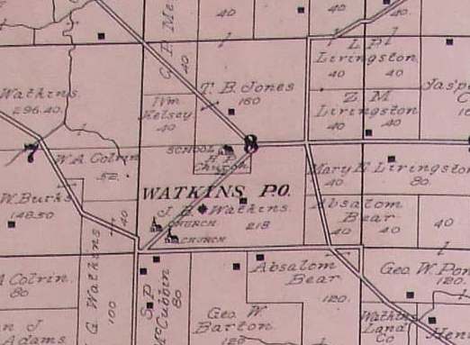  Map of Watkins Community from 1904 Atlas 
